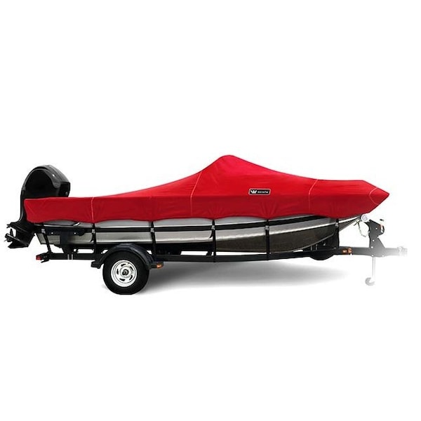 Eevelle Boat Cover ALUMINUM FISHING High Windshield, Outboard Fits 19ft 6in L up to 96in W Red SFAFH1996B-RED - main
